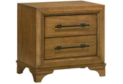 Talcott Honey Wood 2-Drawer Nightstand with Velvet-Lined Top Drawer