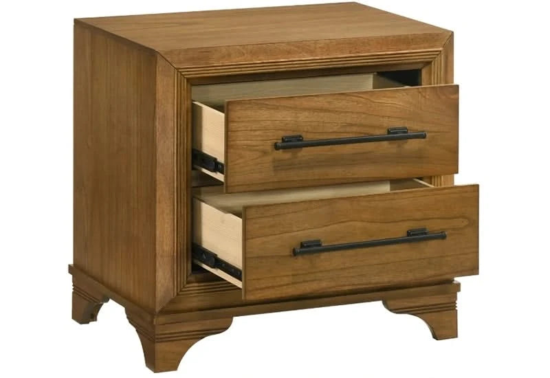 Talcott Honey Wood 2-Drawer Nightstand with Velvet-Lined Top Drawer