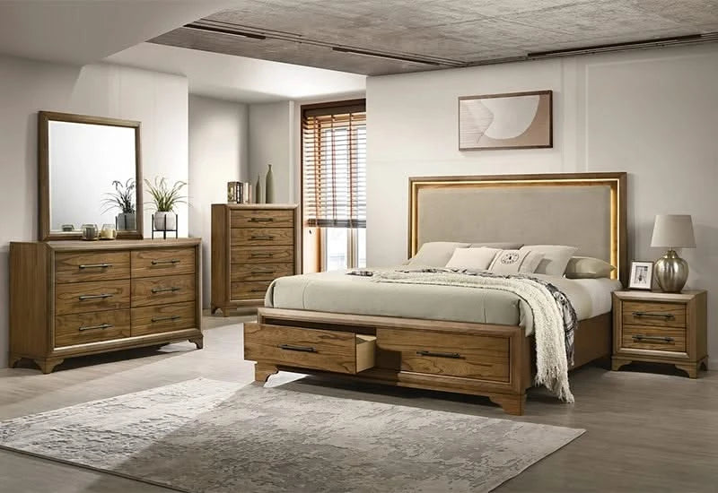 Talcott Honey Wood Bedroom Mirror with Framed Design