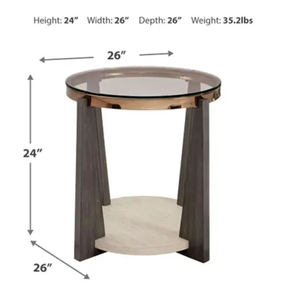 Room Package - Dalton Ivory Modern Living Room Package with 3-Piece Round Glass Occasional Table Set & Rug