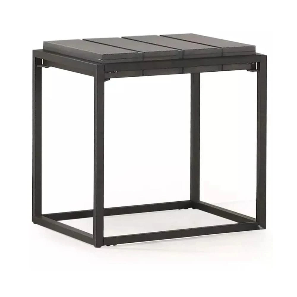 Tekoa Walnut and Dark Gray Contemporary End Table with Plank Top