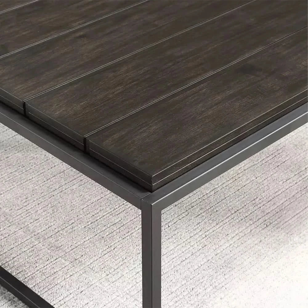 Tekoa Walnut and Dark Gray Contemporary End Table with Plank Top