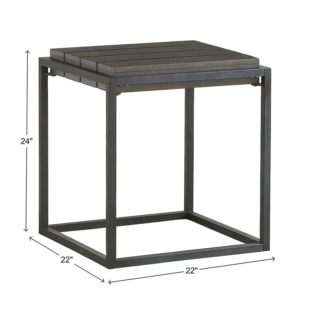 Tekoa Walnut and Dark Gray Contemporary End Table with Plank Top