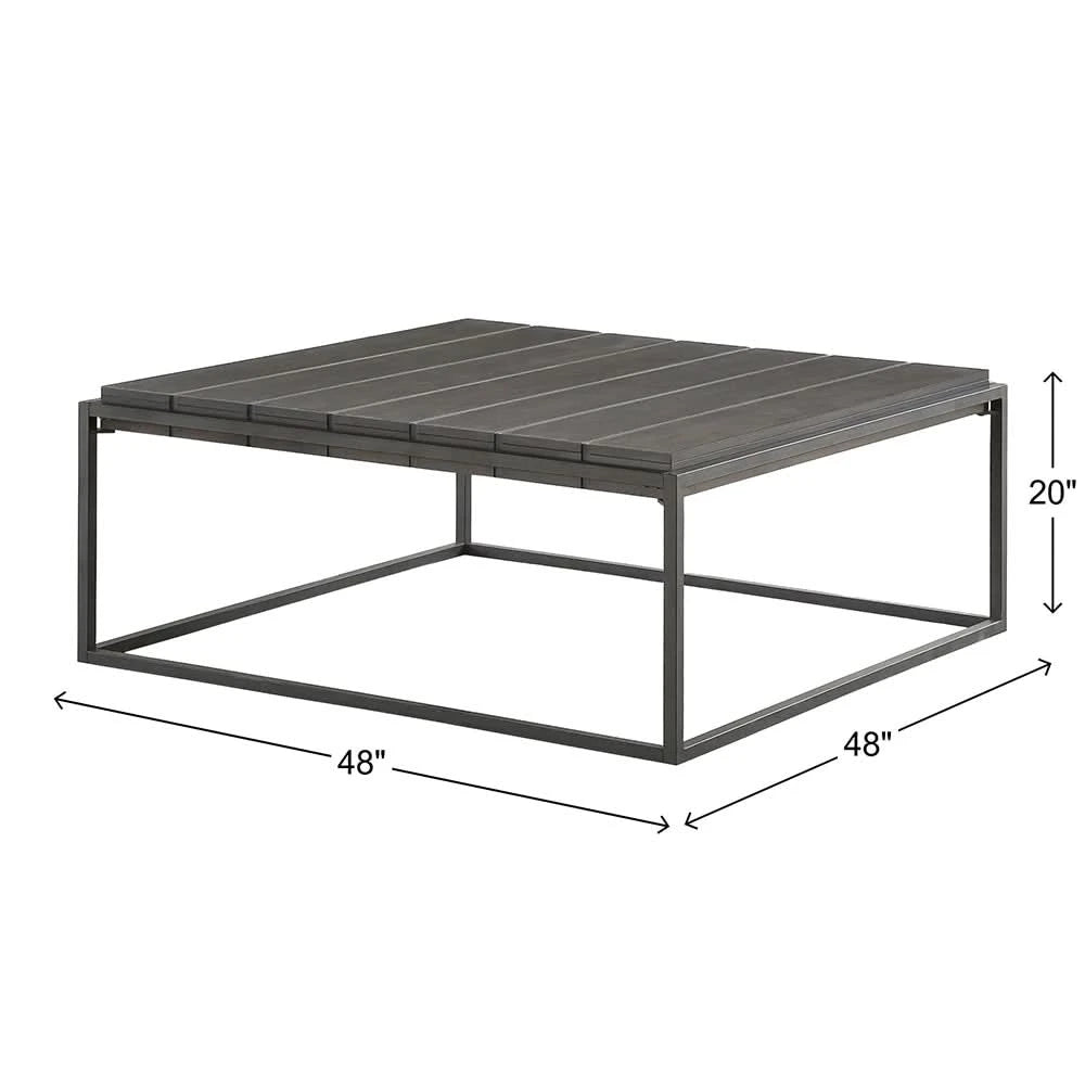 Tekoa Walnut and Dark Gray Contemporary 3PC Cocktail Table Set with Plank Top
