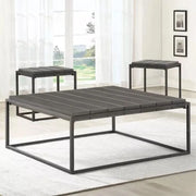 Tekoa Walnut and Dark Gray Contemporary 3PC Cocktail Table Set with Plank Top
