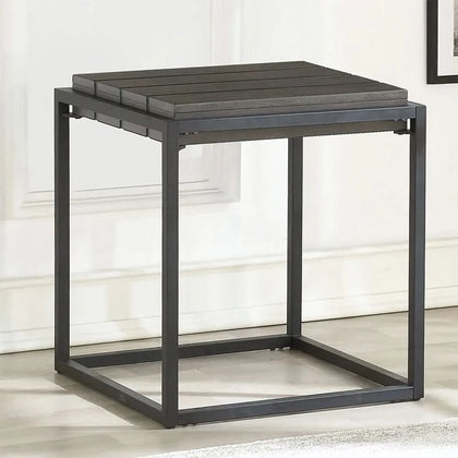 Tekoa Walnut and Dark Gray Contemporary End Table with Plank Top