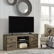 Trinell Dark Brown Rustic 60" TV Stand with Optional Electric Fireplace