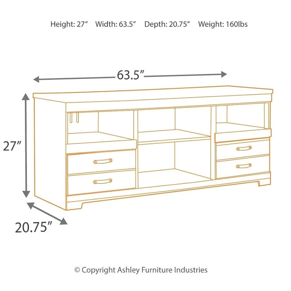 Trinell Dark Brown Rustic 63" TV Stand with Optional Electric Fireplace