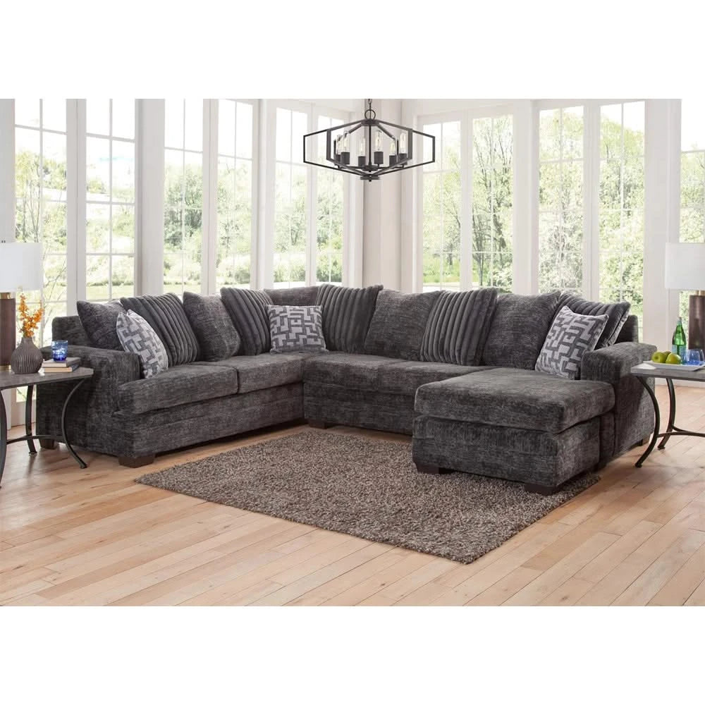 Turo Charcoal Sectional with LAF Sofa, RAF Chaise & Chaise End