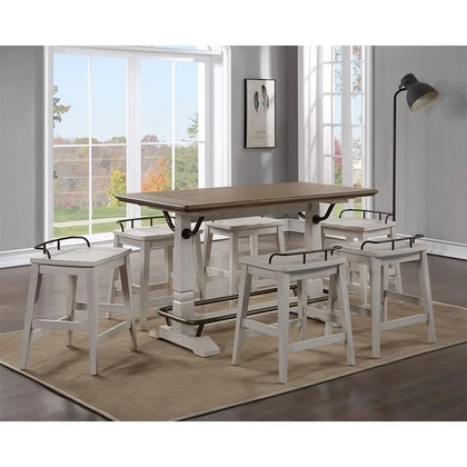 Tunica Two-Tone Rustic Farmhouse 7-Piece Rectangular Counter Height Dining Set
