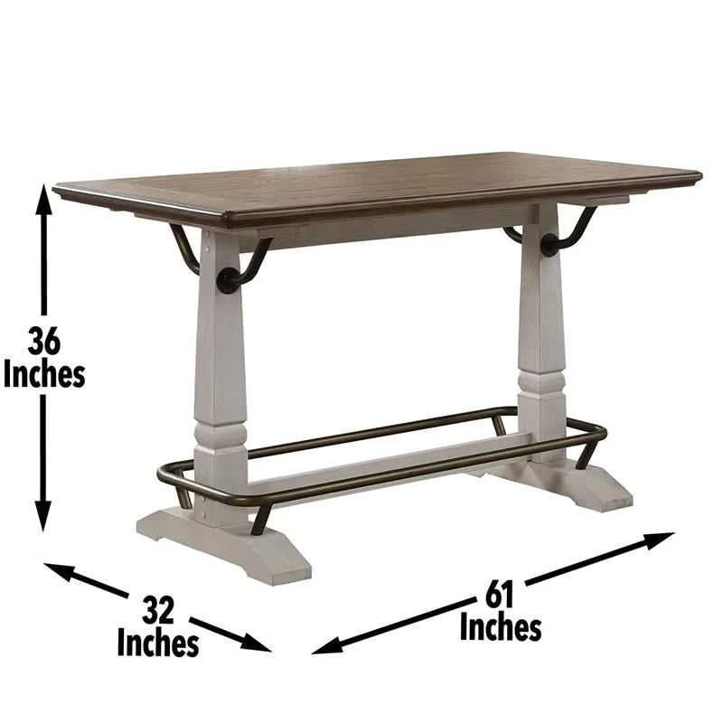 Tunica 2-tone Rustic Farmhouse Counter Dining Set with 60" Table and 6 Backless Counter Stools