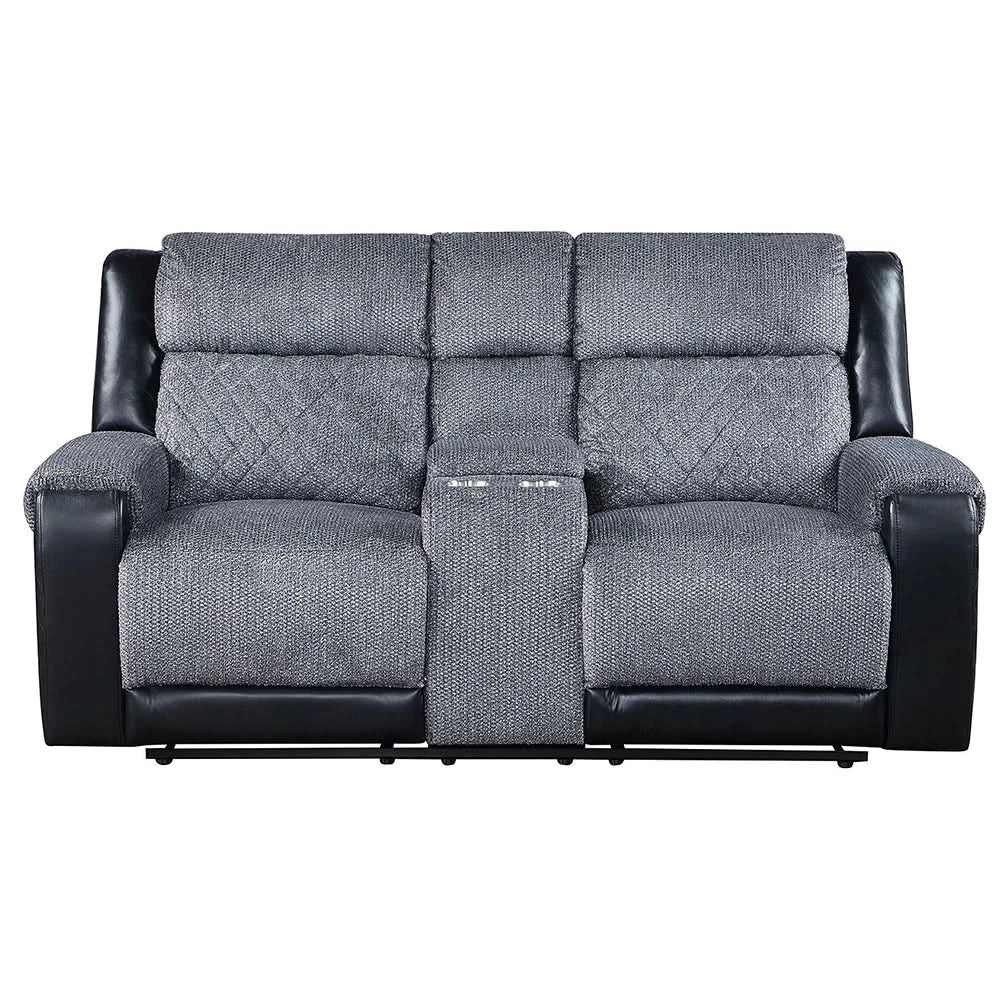 Tyler Dark Grey Power Sofa and Loveseat Set with LED Lighting and Immersive Sound Speakers
