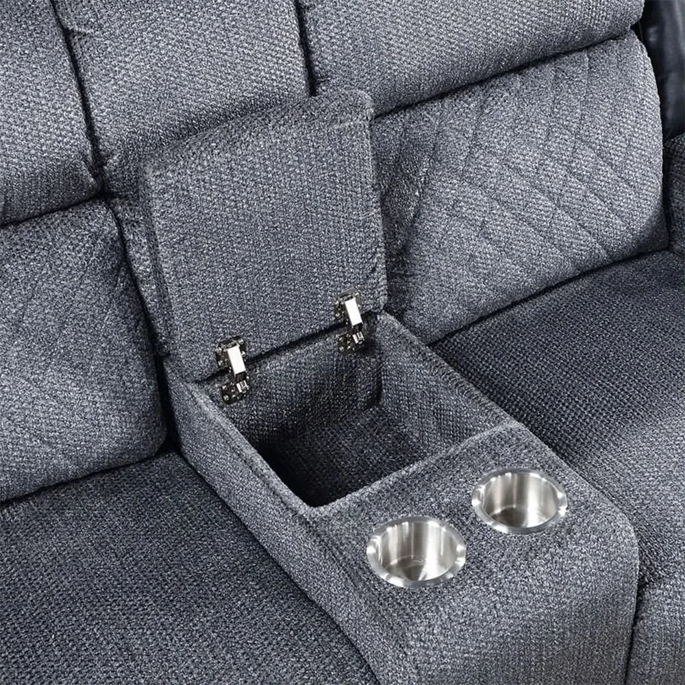 Tyler Dark Grey Power Sofa and Loveseat Set with LED Lighting and Immersive Sound Speakers