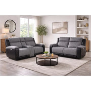Tyler Dark Grey Power Sofa and Loveseat Set with LED Lighting and Immersive Sound Speakers