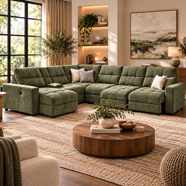 Yumi Green 7-Piece Slider Sectional