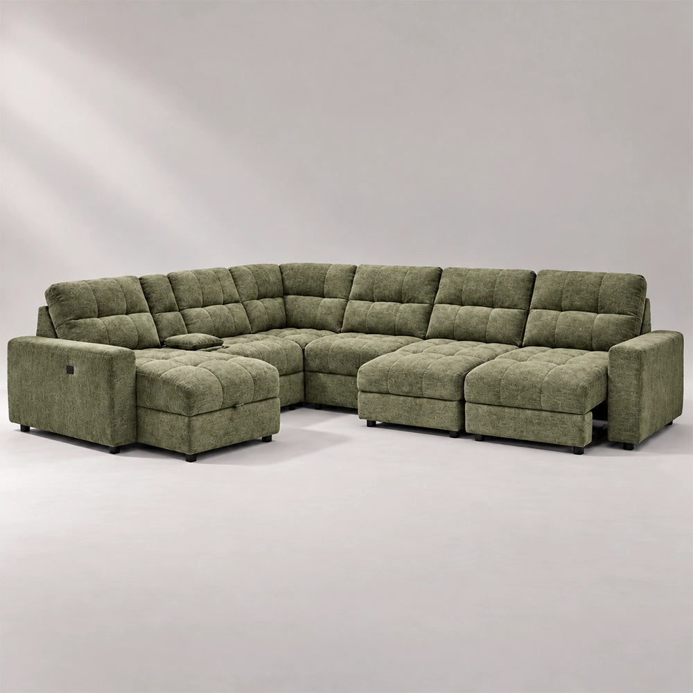 Yumi Green 7-Piece Slider Sectional