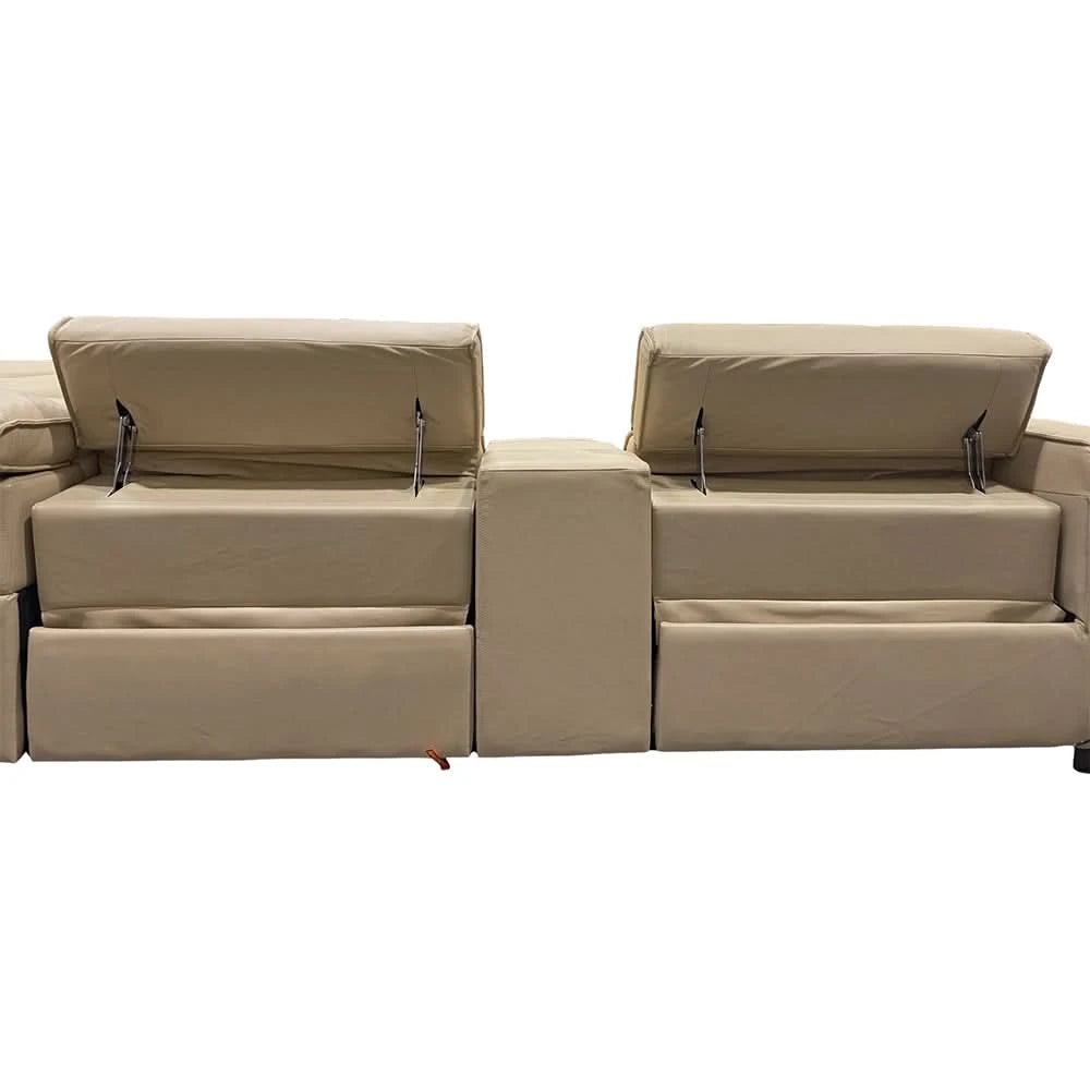 Uptown Taupe Leather 5PC Power Reclining Sectional with Deep Comfort Seating