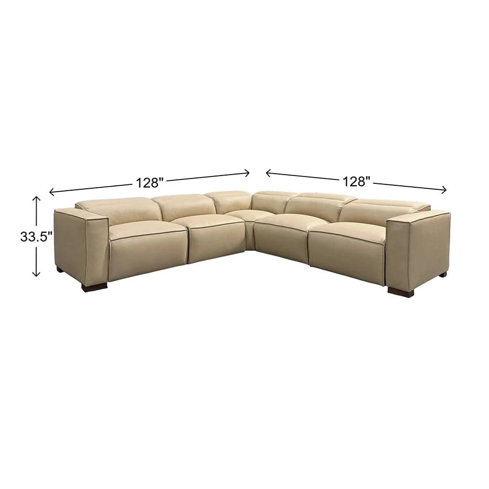 Uptown Taupe Leather 5PC Power Reclining Sectional with Deep Comfort Seating