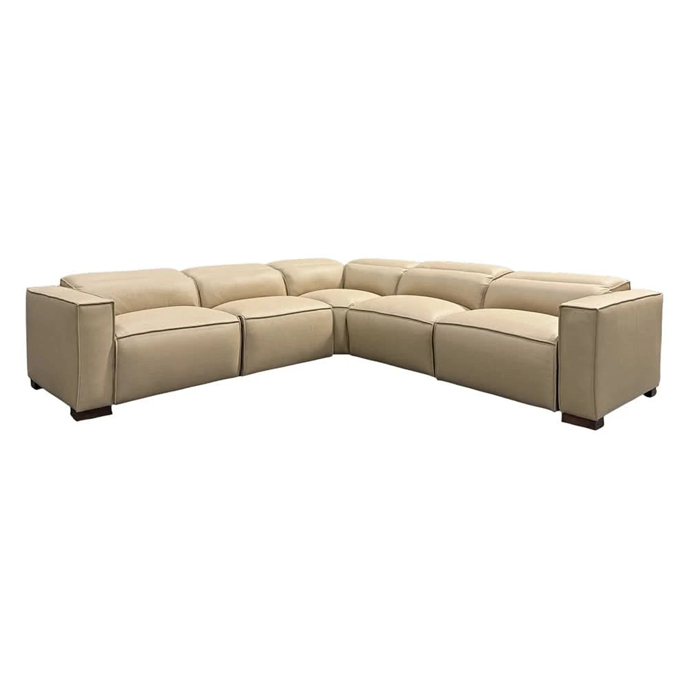 Uptown Taupe Leather 5PC Power Reclining Sectional with Deep Comfort Seating