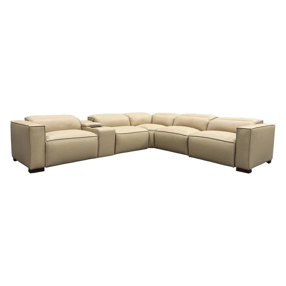 Uptown Taupe Leather 5PC Power Reclining Sectional with Deep Comfort Seating