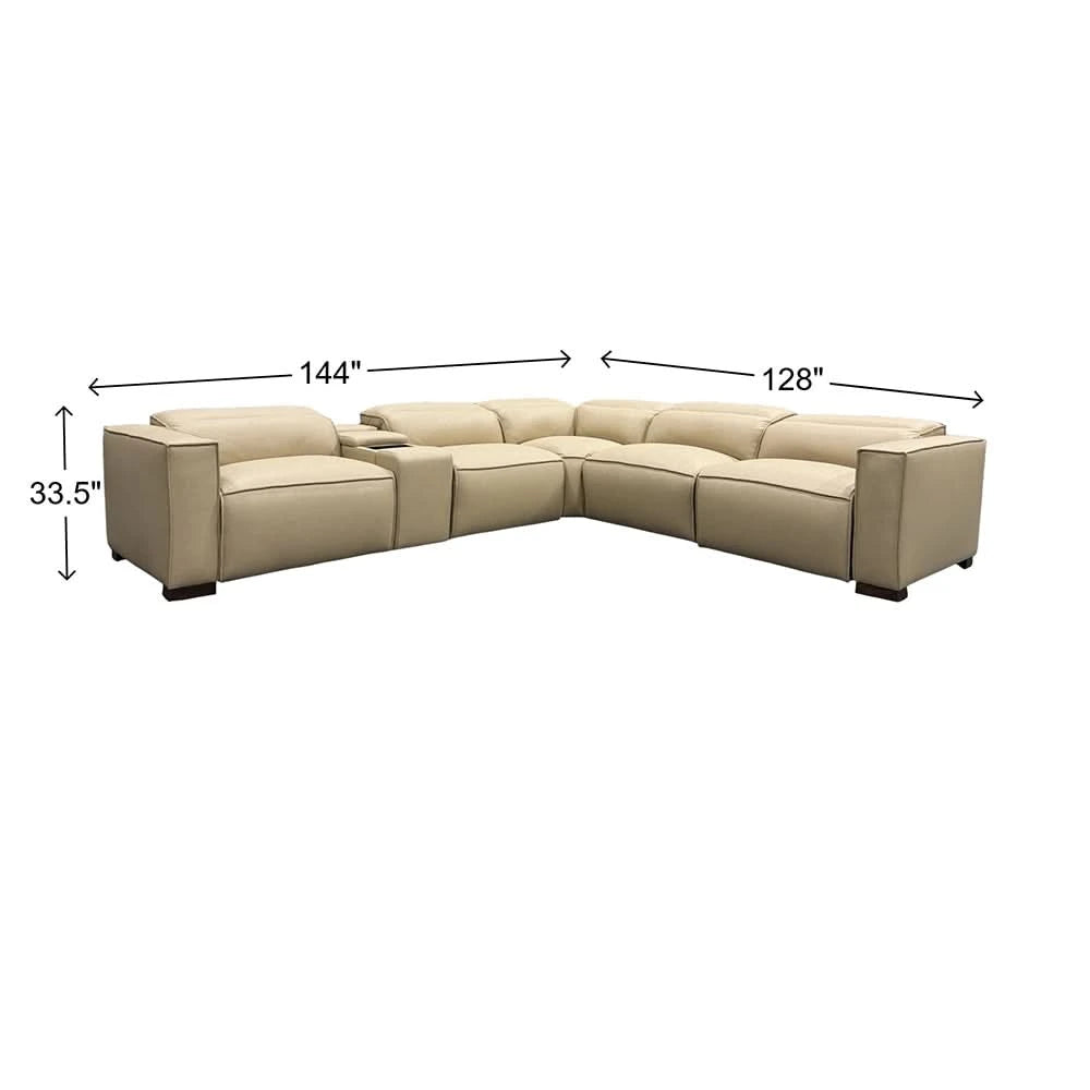 Uptown Taupe Leather 5PC Power Reclining Sectional with Deep Comfort Seating