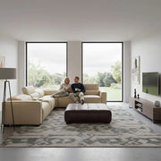 Uptown Taupe Leather 5PC Power Reclining Sectional with Deep Comfort Seating