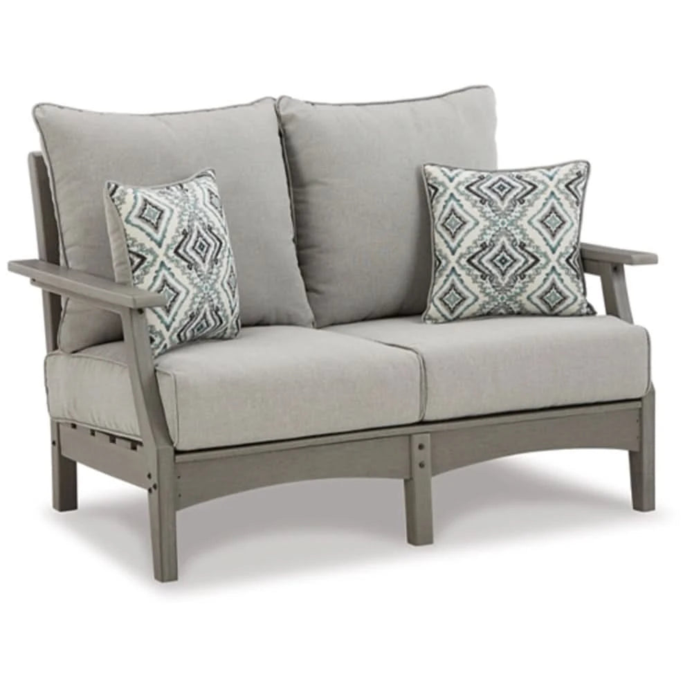 Visola Gray Outdoor Living Room Sofa and Loveseat Set with Nuvella Fabric