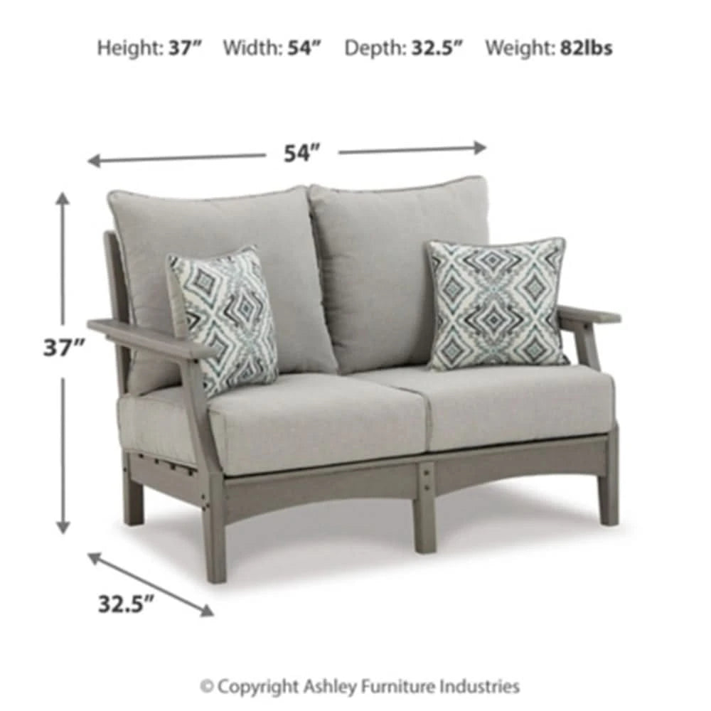 Visola Gray Outdoor Living Room Sofa and Loveseat Set with Nuvella Fabric