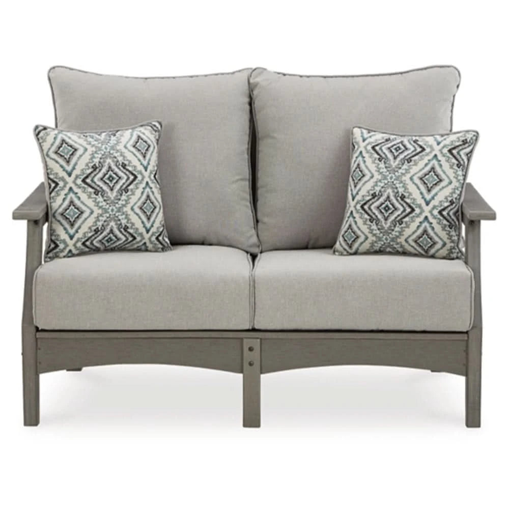 Visola Gray Outdoor Living Room Sofa and Loveseat Set with Nuvella Fabric