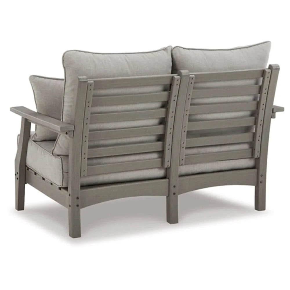 Visola Gray Outdoor Living Room Sofa and Loveseat Set with Nuvella Fabric