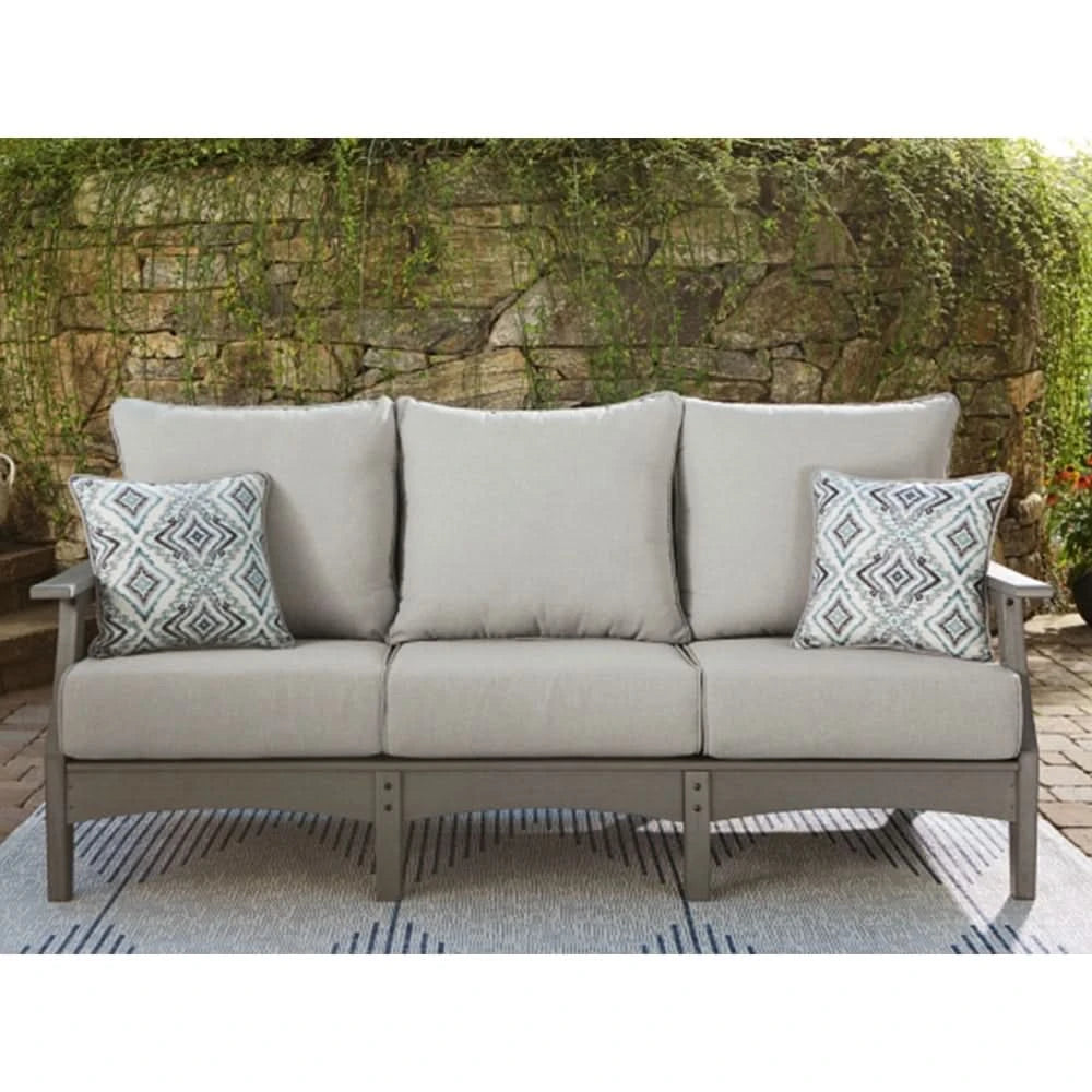 Visola Gray Outdoor Living Room Sofa and Loveseat Set with Nuvella Fabric