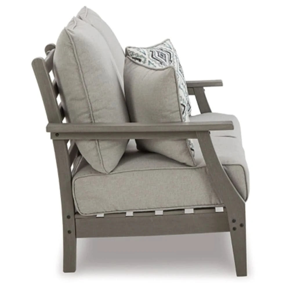 Visola Gray Outdoor Living Room Sofa and Loveseat Set with Nuvella Fabric