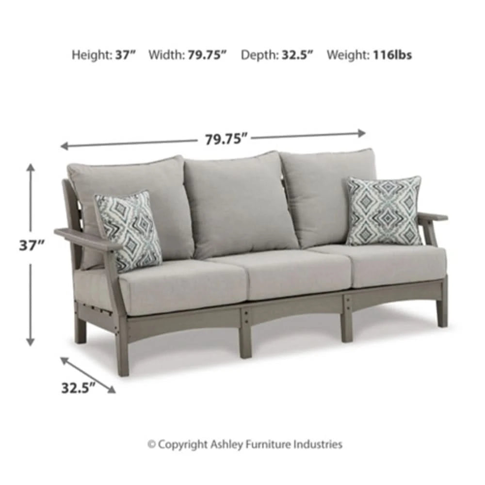 Visola Gray Outdoor Living Room Sofa and Loveseat Set with Nuvella Fabric