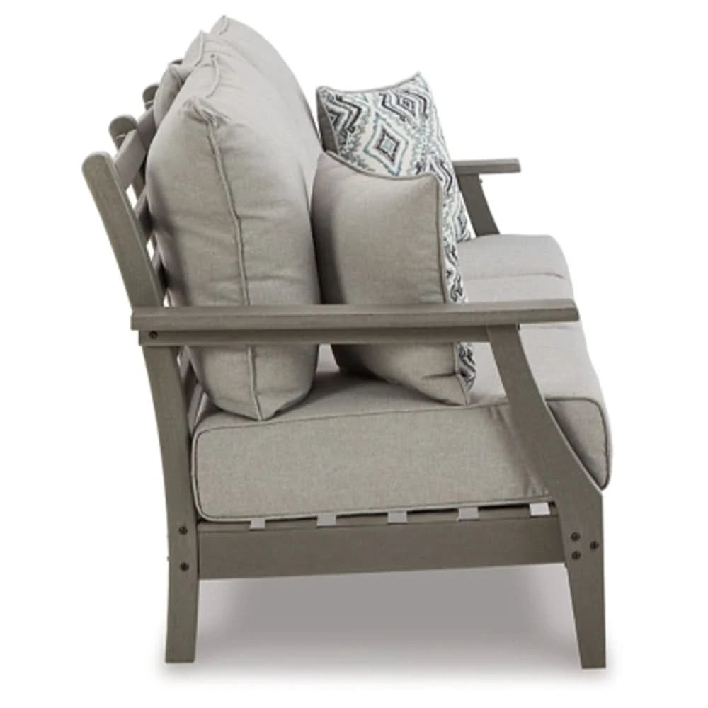 Visola Gray Outdoor Living Room Sofa and Loveseat Set with Nuvella Fabric