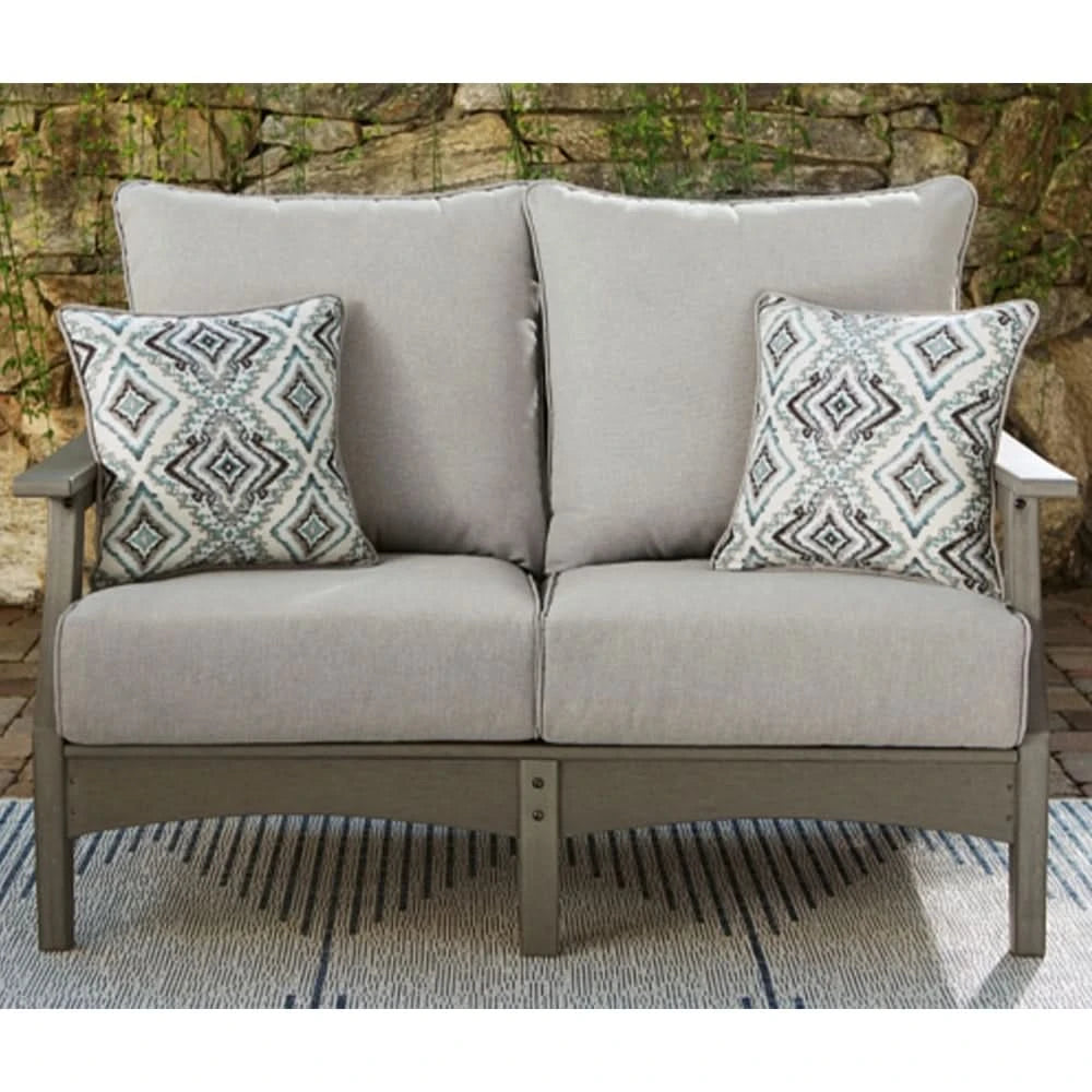 Visola Gray Outdoor Living Room Sofa and Loveseat Set with Nuvella Fabric