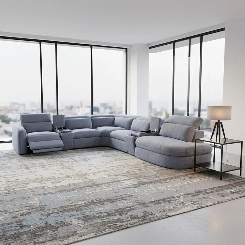 Willow Slate 7PC Power Headrest Sectional with Modular Design & Ultimate Comfort