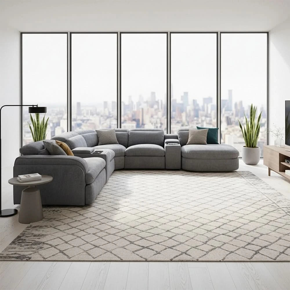 Willow Slate 7PC Power Headrest Sectional with Modular Design & Ultimate Comfort